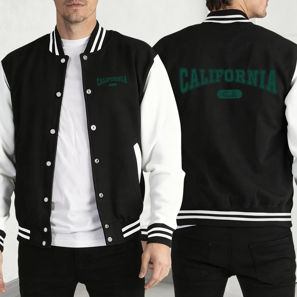 

Califonia C.A Print Jackets Men New Autumn Baseball Jersey Hip Hop Fleece Streetwear Fashion American Tops Personality Menwear