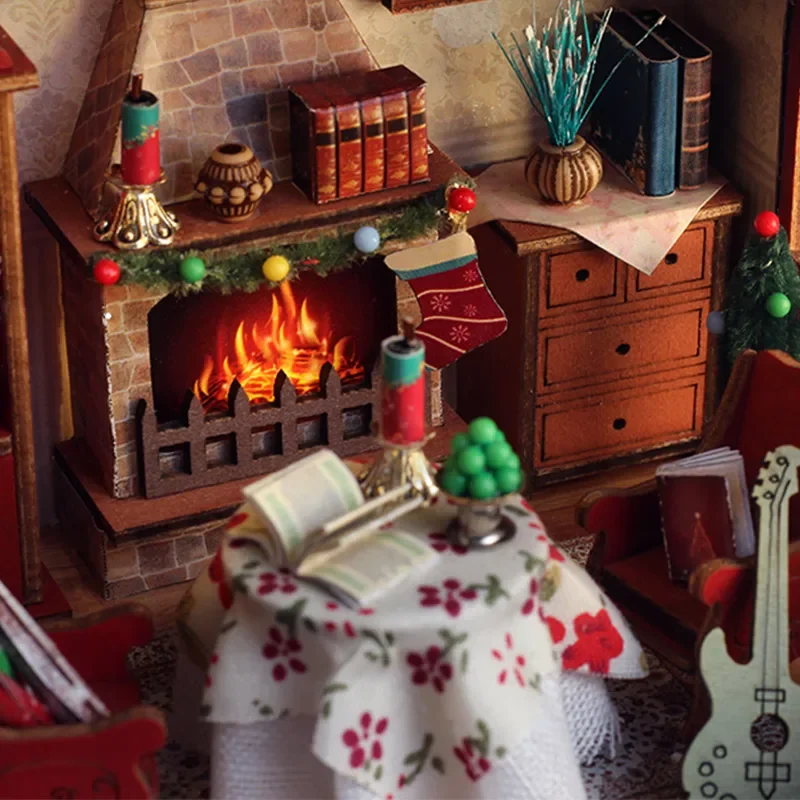 

Теплый дом «Рождественская ночь» — миниатюрный кукольный домик «сделай сам» с музыкальной шкатулкой, декор для рабочего стола, креативный подарок