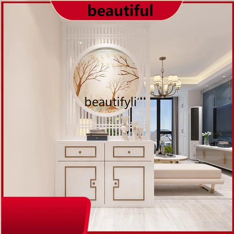 

EuropeanEntryLuxScreenHallwayLivingRoomBedroom Entrance Cabinet Hall Covering Household Minimalist Modern Solid Wood Seat Screen