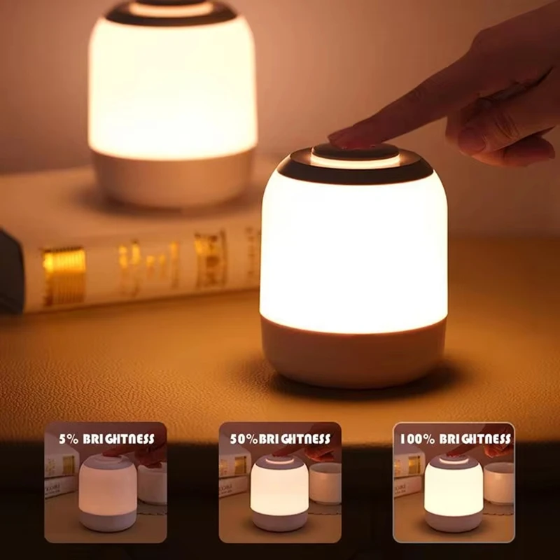 AB09-LED Luce notturna Lampada con pulsante a sfioramento Lampada da notte con pulsante a sfioramento Mini lampada senza fili Lampada da tavolo dimmerabile per il bagno Soggiorno