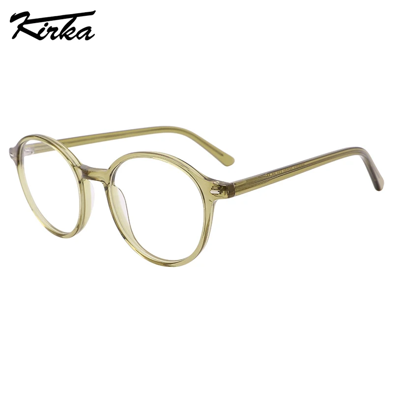 

Kirka Unisex Eyewear Acetate Round Glasses Frame Optical Stripes Tortoise Color Design Glasses in Classical Colors WD1367