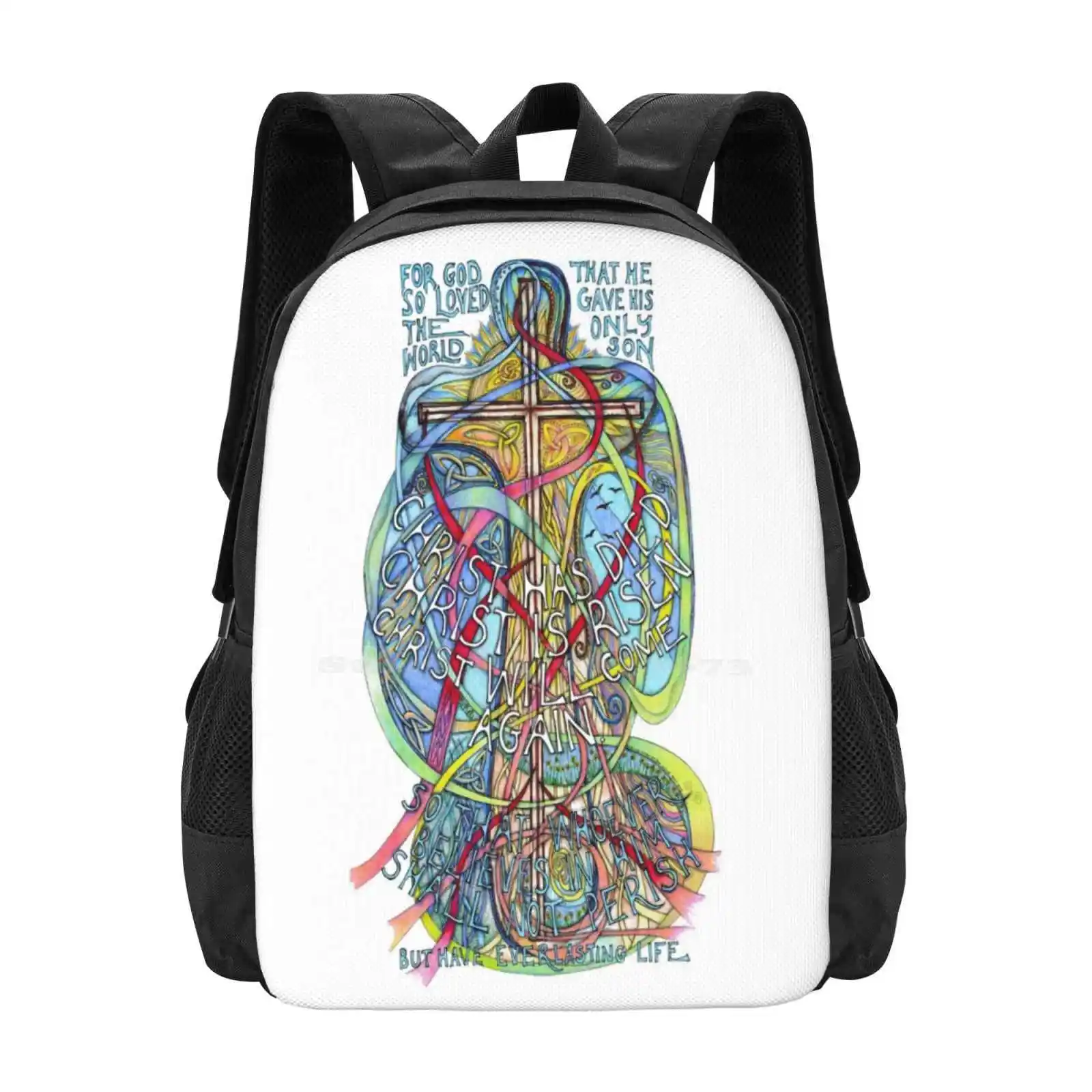 Christ Is Risen Hot Sale Schoolbag Backpack Fashion Bags Lindisfarne Gospels Gospel Holy Island Illuminated Manuscripts Mary