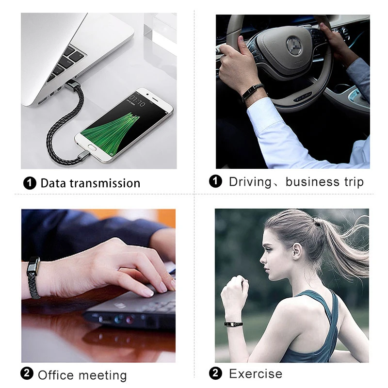 New Leather Bracelet Charging Cable Fast Charge Type C Data Cord for iPhone Samsung for Hombre Surf Cable Bracelet Husband Gift