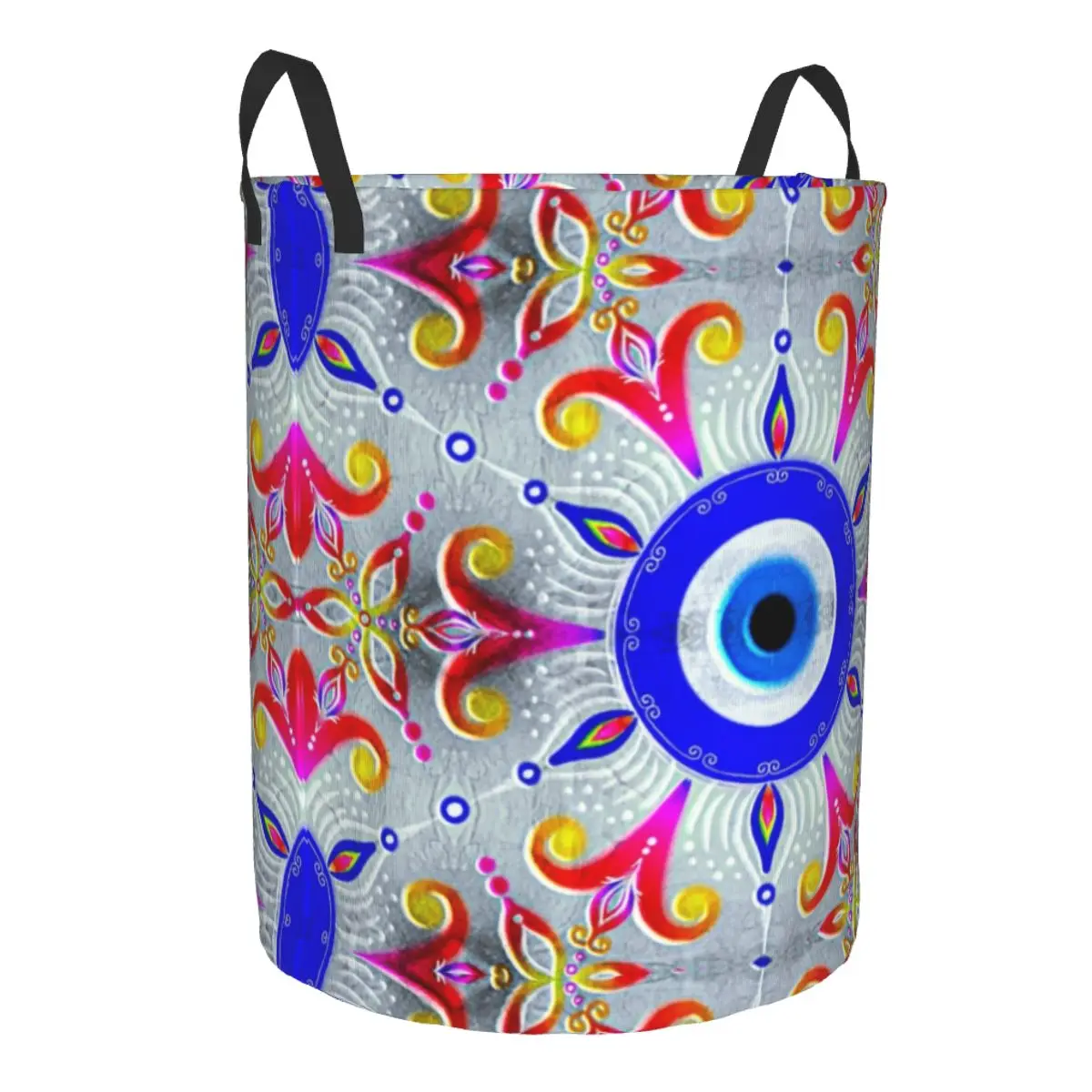 Custom Nazar Boncuk Evil Eye Amulet Laundry Basket Collapsible Turkish Culture Clothes Hamper for Baby Kids Toys Storage Bag