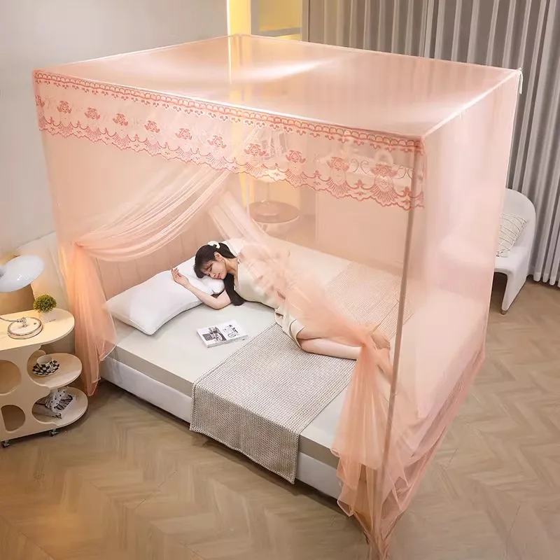 

New 2026 Mosquito Net Iron Art Baked Paint Single Door Opening Floor Standing Encrypted Full Cover Double Bed 15 Meter Size