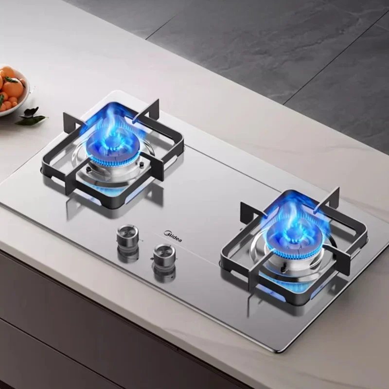 Stufa a gas per uso domestico in acciaio inossidabile gas naturale gas liquefatto doppia stufa incorporata protezione antincendio