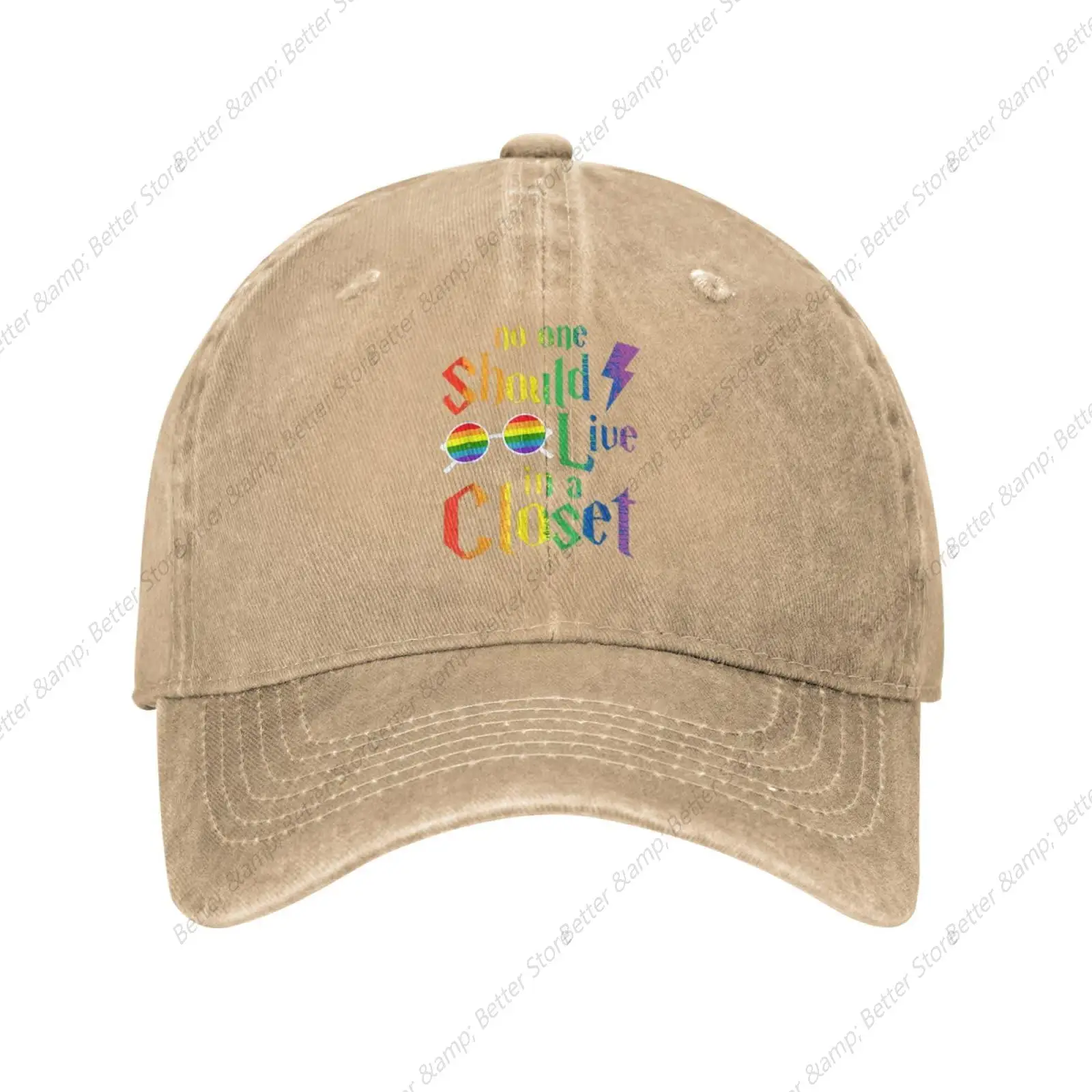 

No One Should Live in A Closet LGBT-Q Gay Pride Proud Ally Cowboy Hat Men Baseball Cap Sun Hat Women Dad Hat Natural