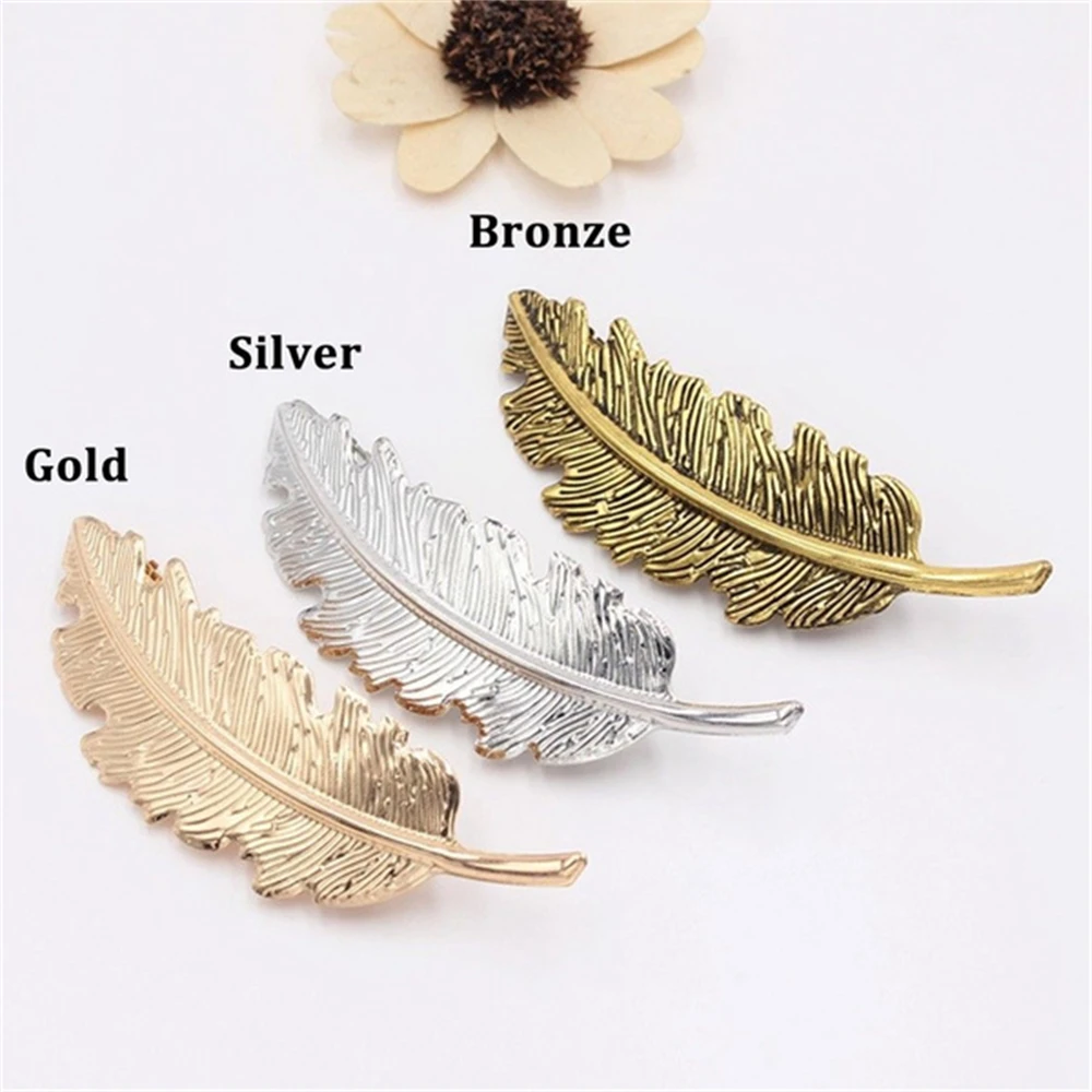 New Alloy Vintage Hair Clip Feather Leaf Shape Barrette Metal Hairpins For Women Lady Headwear Hair Accessories