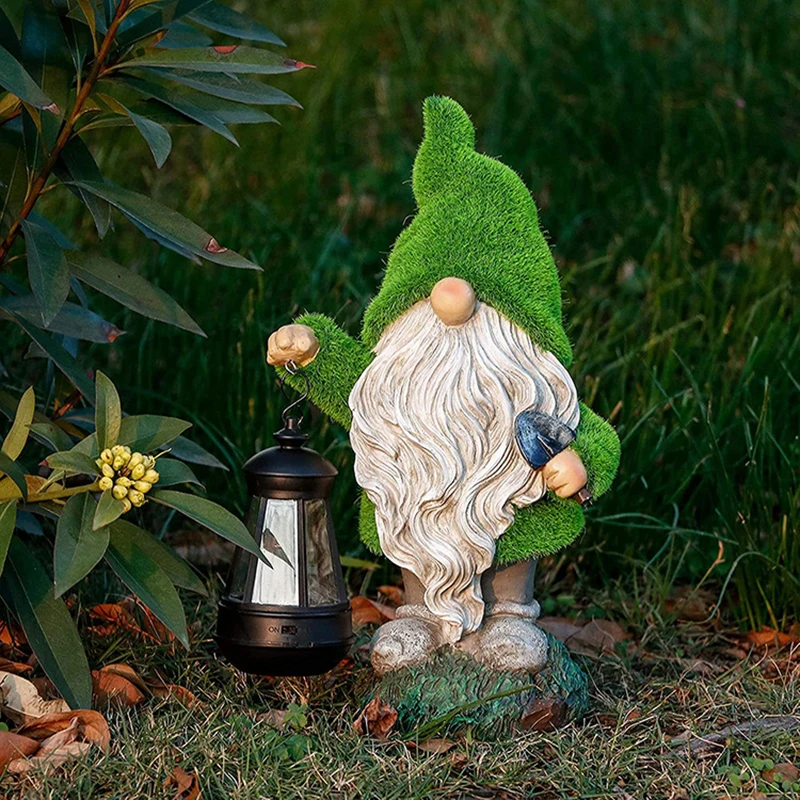 Cross Border Outdoor Solar Light, Elf Resin Craft Decoration, Dwarf Flocking Statue, Decorative Garden Landscape Light