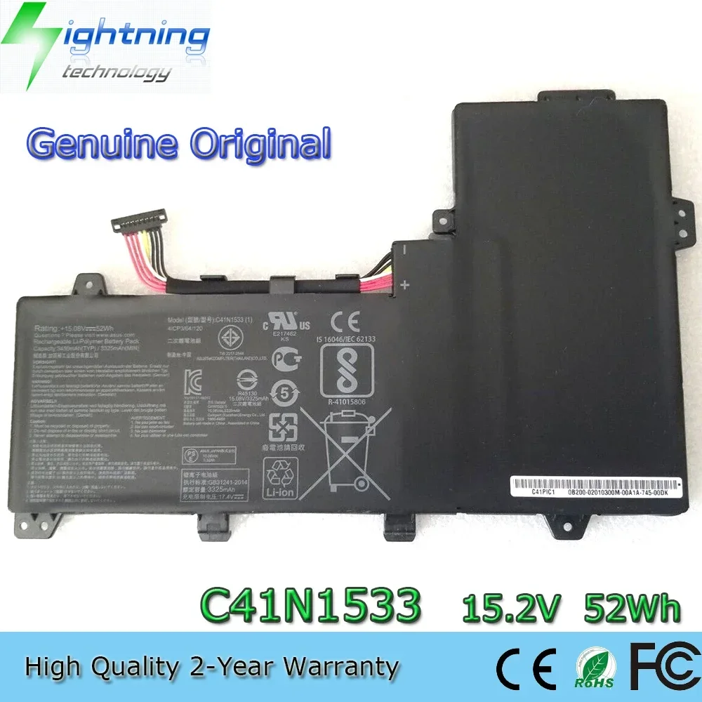 Genuine Original C41N1533 15.2V 52Wh Laptop Battery for Asus ZenBook Q524U Q534U Q534UX X560UQ UX560UX 0B200-02010200