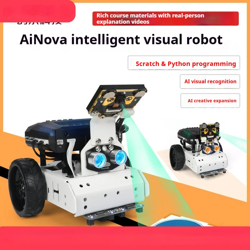 

Комплект для программирования робота-автомобиля AiNova AI с автономным управлением на Python и Scratch для детей, любителей технологий, STEM-образования, с функцией визуального распознавания