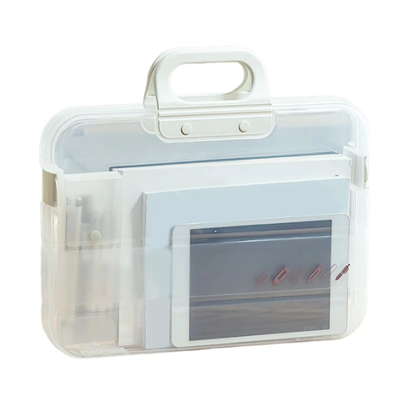 

A4 Plastic File Folder With Lock Handle Portable Box File Waterproof Filing Supplies Multi-Purpose Document Bag
