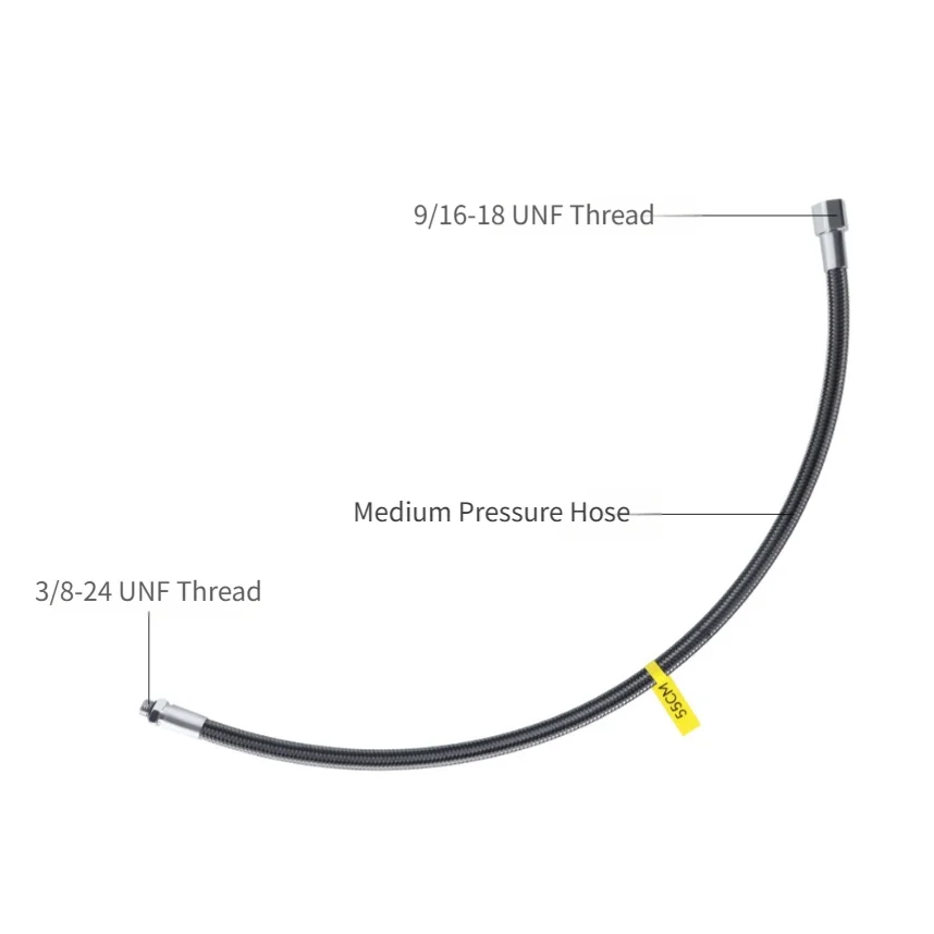Scuba Diving Second Stage Regulator Intermediate Pressure Hose For Braided High Pressure Resistant Brass Fitting For Extreme