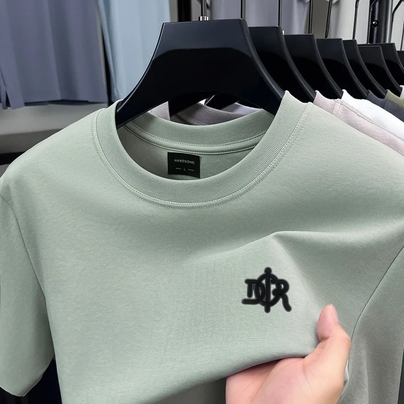 Designer-Style Herren-Print-T-Shirt, Sommer-Trend, Einfarbig, aus Baumwolle, Kurzarm, O-Ausschnitt, Lässiges, Vielseitiges Herren-Oberteil – Detail 18