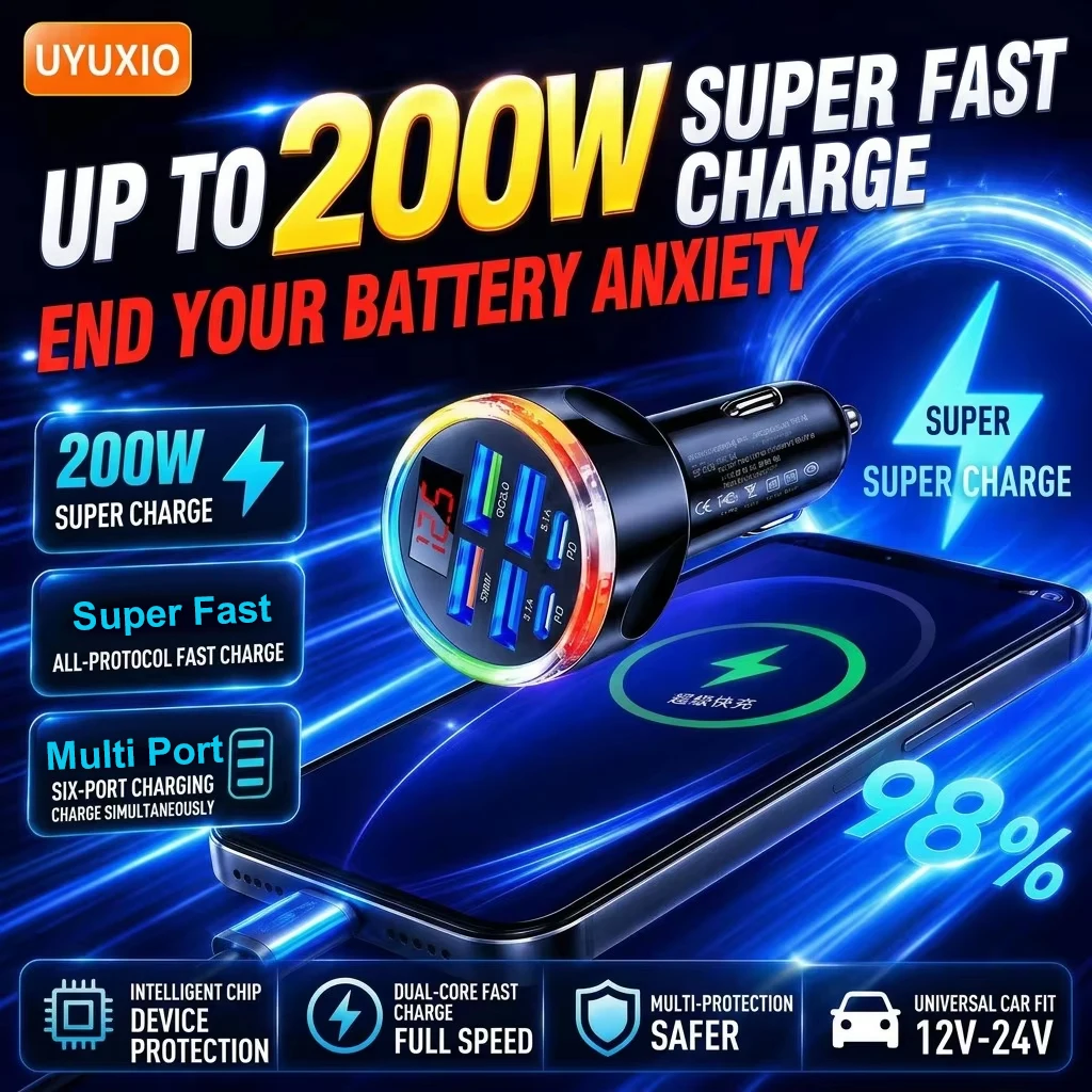 Universal 6 Ports Car Charger  - Usb Hub Type C 评论和价格