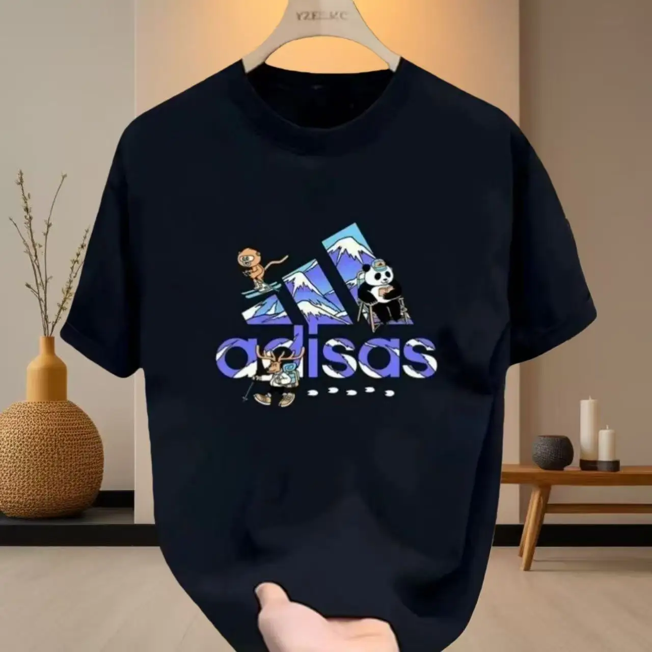 New men's brand summer pure cotton short sleeved printed T-shirt, comfortable and breathable, high-quality light luxury top