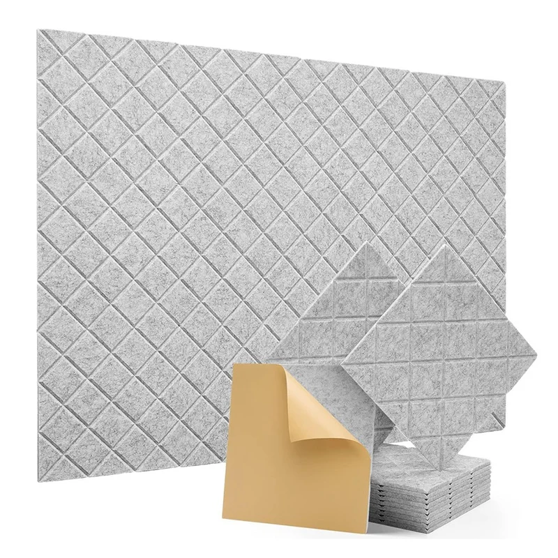 New-12Pack Acoustic Panels With Self-Adhesive, 12X12x0.4In Sound Proof Foam Panels, Sound Absorbing Tile For Walls