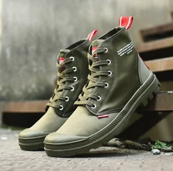 PALLADIUM 2023 New PAMPA HI ORIGINAL TC Green Sneakers Classic High Canvas Shoe Ankle Boots Fashion Outdoor Casual Shoes 40-45