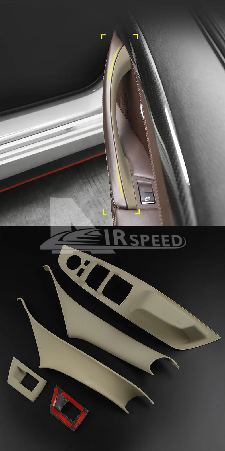 AIRSPEED für BMW F10 F11 520i 523i 525i 528i 530i 5er 2011–2017, hochwertiger ABS-Beifahrertürverkleidungsgriff, LHD RHD – Detail 11