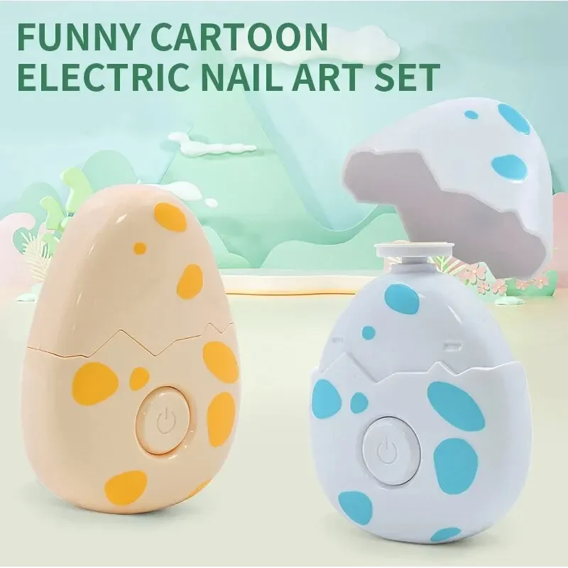 

3-head Q-cute Dinosaur Egg Electric Nail Sharpener Compact Shape Bass Noise Reduction Hands Free Baby Portable Nail Polish