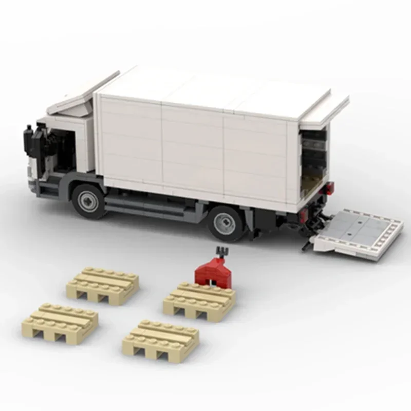 City Transport Vehicles Model Moc Building Bricks White Cargo Truck Technology Blocks Gifts Christmas Toys DIY Sets Assembly