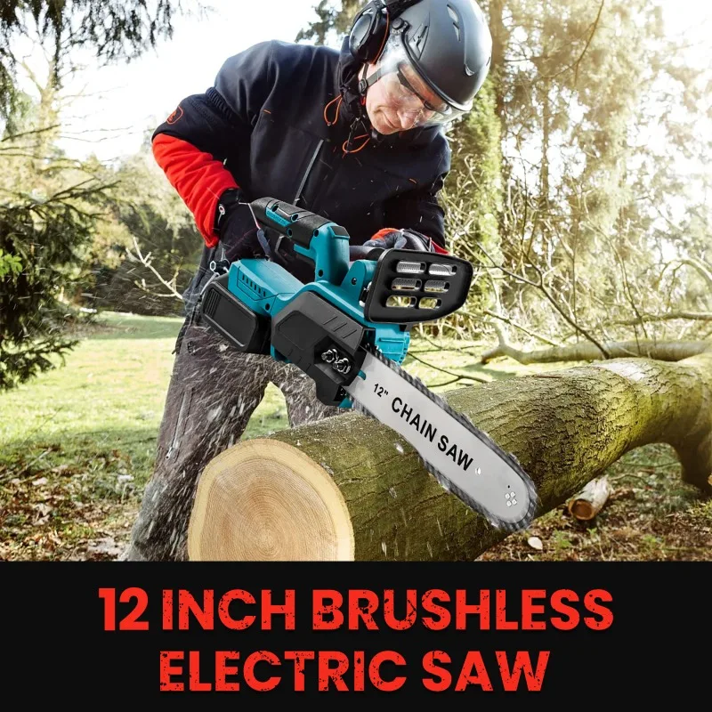 

【Premium】Electric Chainsaw Brushless 16Inch Cordless Pruning Woodworking Power Tool 2000W Handheld Garden Cutter For Battery