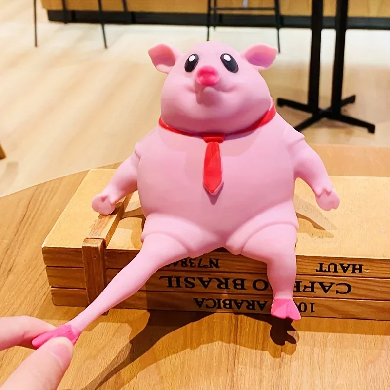 Brinquedo mole de porco rosa, brinquedo de estresse sensorial de porco fofo, brinquedo de porco rosa de alívio de estresse animal elástico engraçado para crianças e adultos