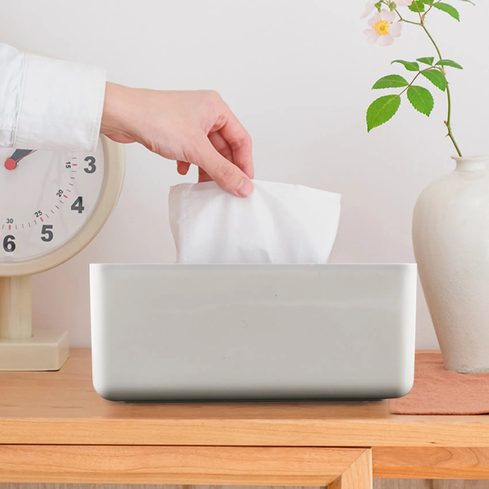 BEAU-Tissue Box Wooden Lid Sanitary Paper Box Solid Wood Napkin Holder Box Simple And Fashionable Tissue Box