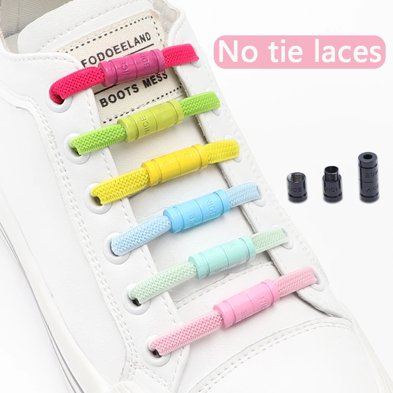 1 Pair No Tie Shoelaces For Sneakers Elastic Shoe Laces Flat Quick put on and take off Lazy Shoes Lace Accessories Rubber band