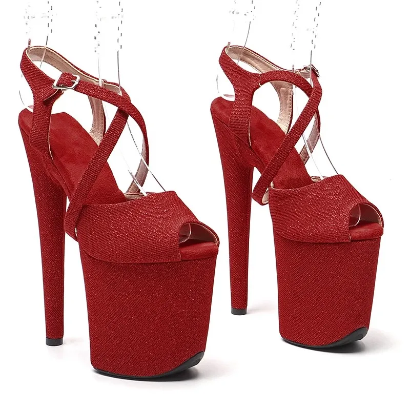 

Model Shows Wome Fashion 20CM/8inches Glitter Upper Platform Sexy High Heels Sandals Pole Dance Shoes 306