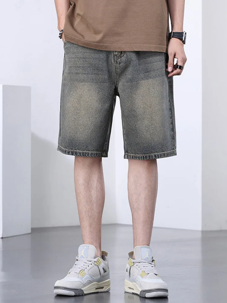 2024 Summer New Fashion Trend Retro Shorts Men's Casual Loose Comfortable Straight Leg Plus Size High Quality Denim Shorts 28-38