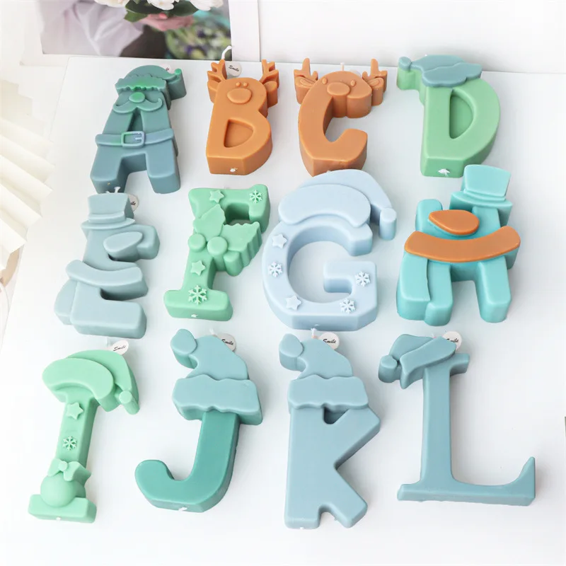 

Christmas Gift Bell Bow Creative English Letters Candle Silicone Mold Gypsum form Carving Art Aromatherapy Plaster Home Making