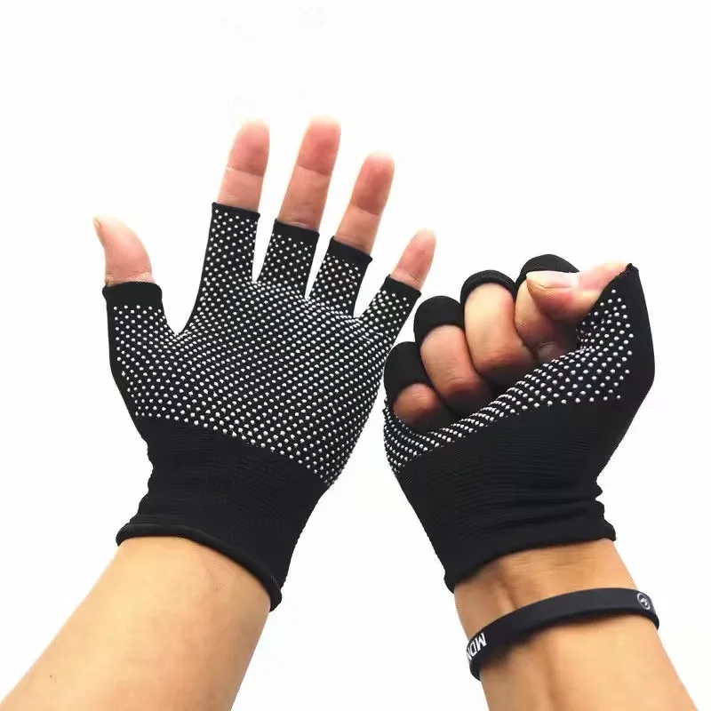 1 Pairs Mens Unisex Sunscreen Fingerless Gloves Breathable Sports Gloves Nylon Work Gloves Non-slip Cycling Driving Gloves