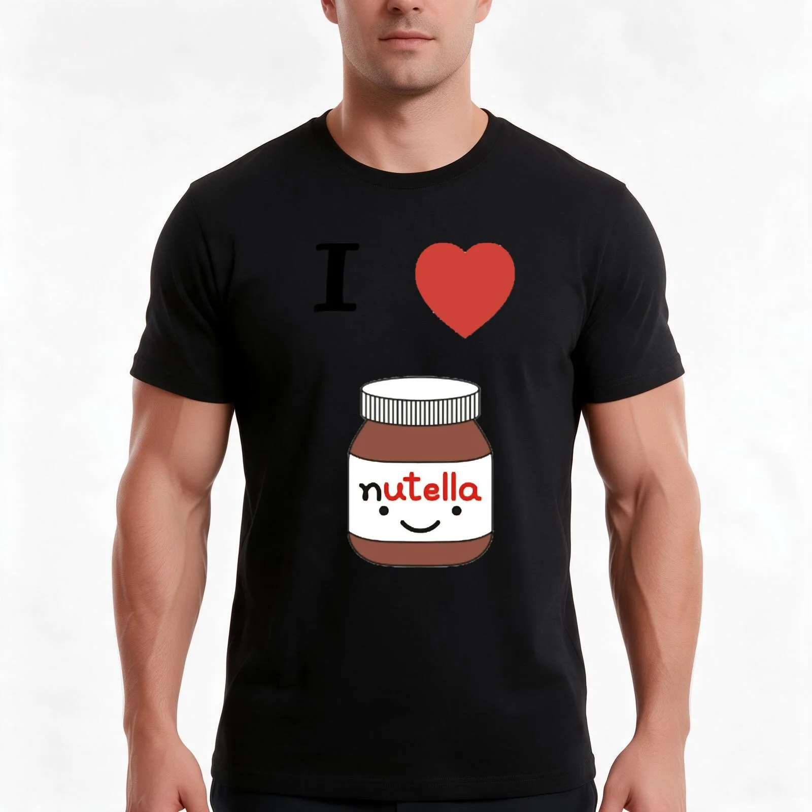 I LOVE NUTELLA T-Shirt, Summer Casual Cotton Tee, Oversized Streetwear Tops, Vintage Graphic Print, Loose Fit Short Sleeve