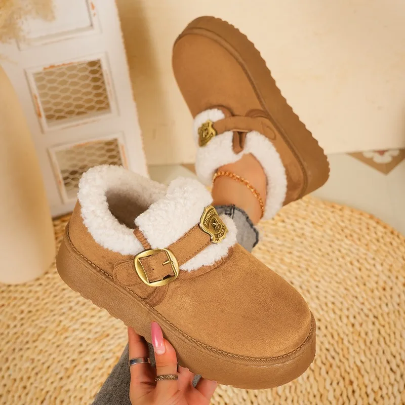 Winter Women's Solid Color Comfortable Vintage Mid Heel Snow Boots New Women Keep Warm Anti Slip Casual Fashionable Snow Boot