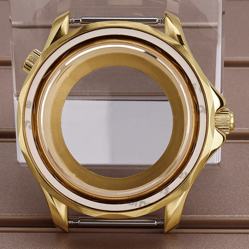 

Gold 41MM Design Brushed Watch Case Sapphire Glass For Mod Seamaster 300 NH34 NH35 NH36 NH38 Movt Watch Replacement Repair Parts