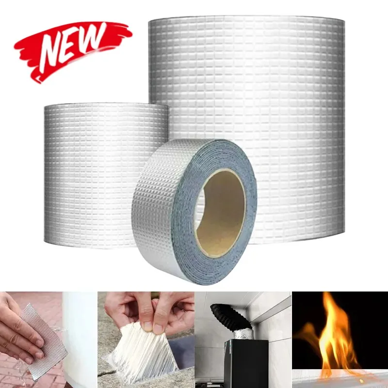 

Thicken Waterproof Tape High Temperature Resistance Aluminum Foil Butyl Tape Wall Pool Roof Crack Duct Repair Sealed Self Tape