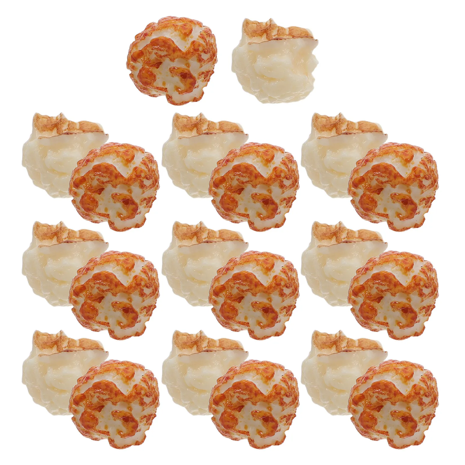 20Pcs Realistic Popcorn Charms Chocolate White Miniature Food Pendants DIY Earrings Keychains Festival Decor Loose Beads Jewelry