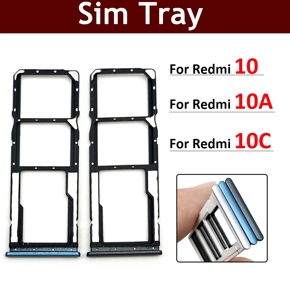 

New For Xiaomi Redmi 10 10A 10C SIM Card Slot SD Card Tray Holder Adapter Replacement Parts