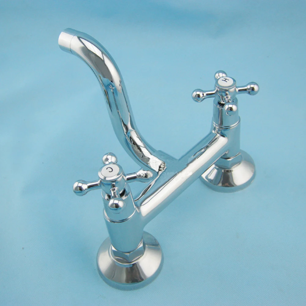 Kitchen Bathroom Wall Fitting Wall Mounted Tap Pouring Basin Two-Handle Mixer Tap