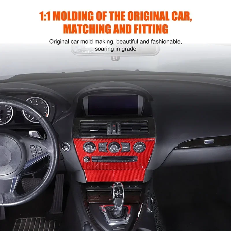 

Soft Carbon Fiber Car Air Conditioning Adjustment AC Control Panel Trim Interior Accessories For BMW 6 Series E63 E64 2004-2009