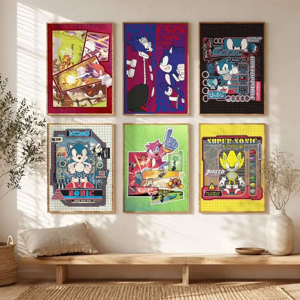 Pop Character S-Sonic Poster All-match HD Waterproof Self-Adhesive Wall Art Sticker For Home Bedroom