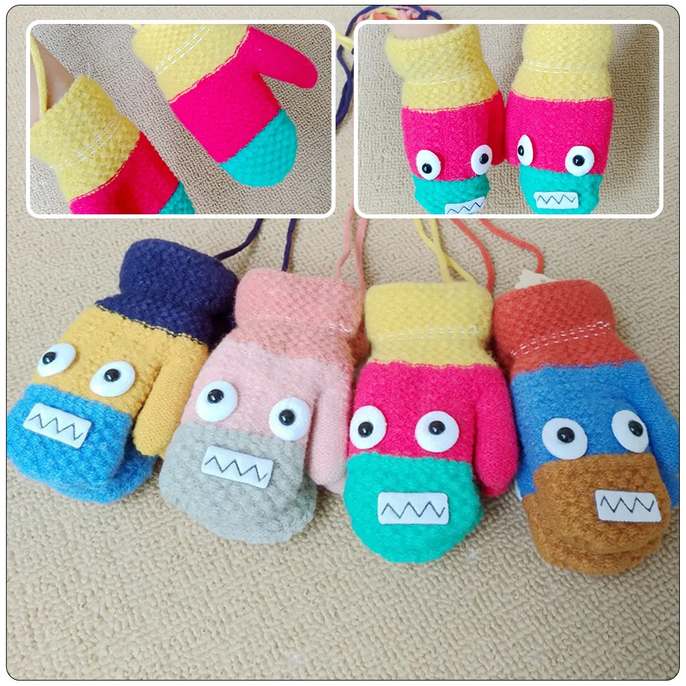 

4pcs Gloves Winter Warm Knitting Outdoor Indoor Play Party Gift Anti-Scratch Small