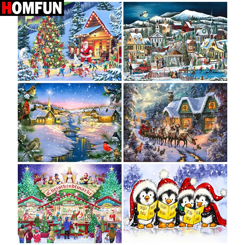 

Картина Стразы HOMFUN, Хрустальный декор, алмазная живопись «пейзаж, Пингвин», 3D вышивка крестиком, узор, алмазная вышивка