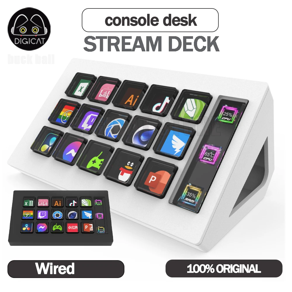 

StreamDeck Mini Visual Keyboard 15Keys Stream Deck LCD Button Live Content Creation Controller Custom Button For Win/MacOS Gifts