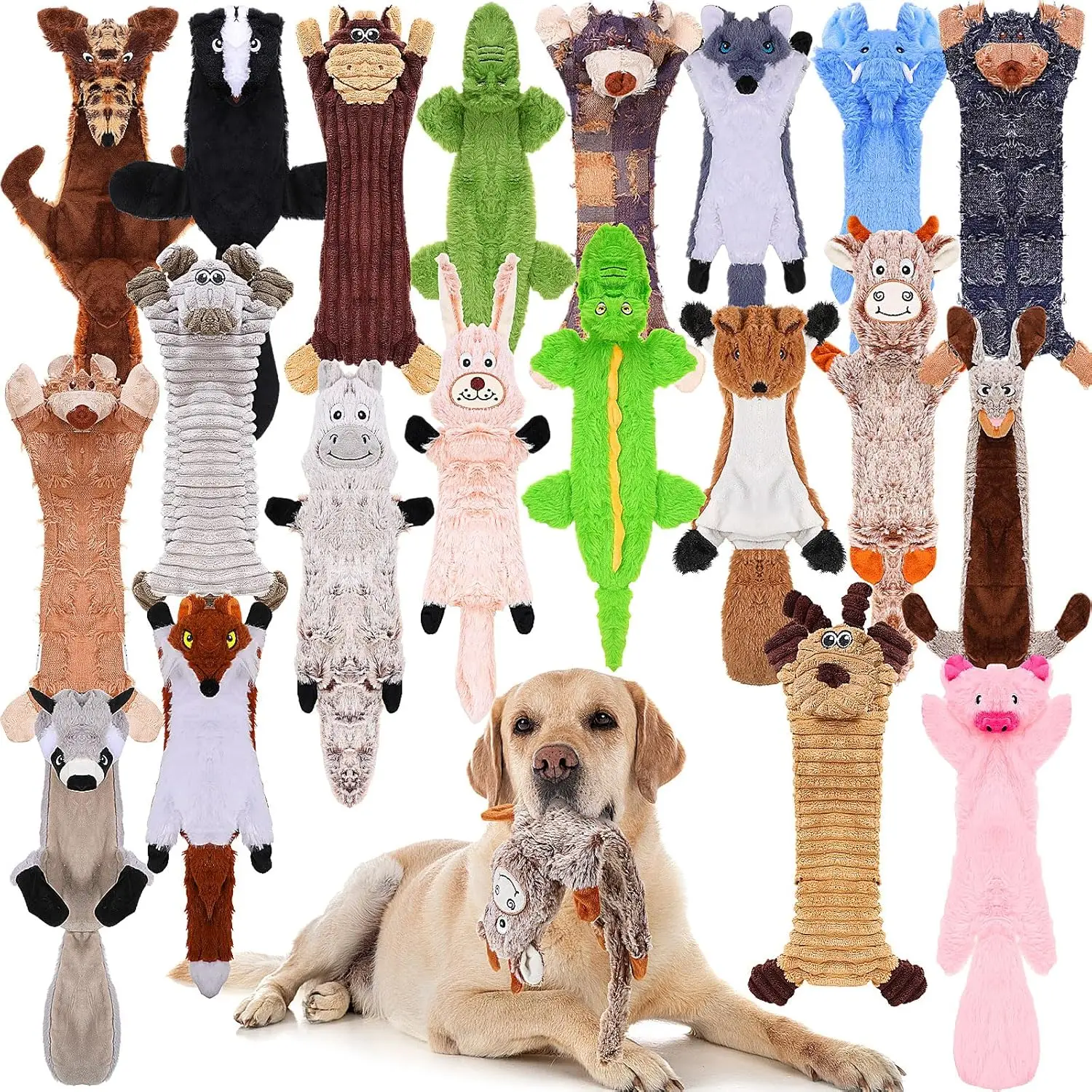 

20 Pcs Dog Squeaky Toys Bulk for Aggressive Chewers, Crinkle Teething Plush Toys for All Pet Sizes, 20 Styles