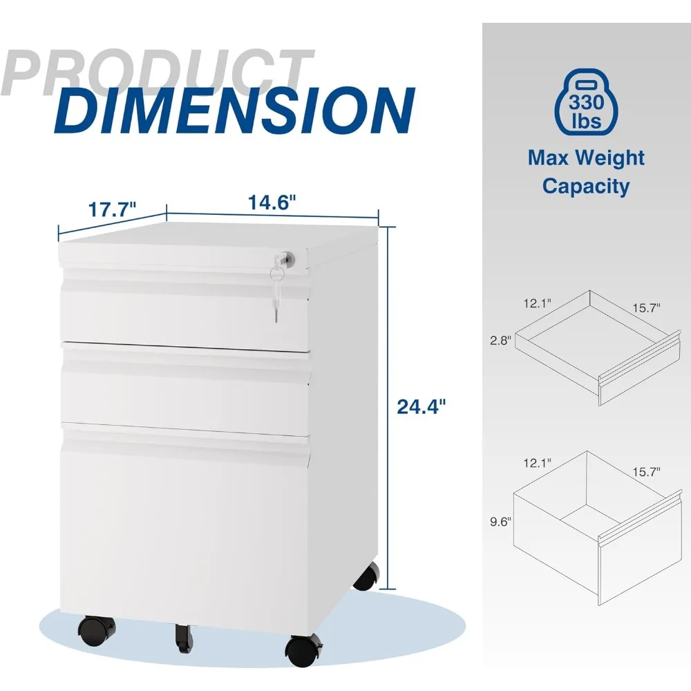 خزانة ملفات عمودية متنقلة مع قفل، وحجم قانوني/حرف، وحدة تخزين مكتبية مجمعة مسبقًا لإدارة المستندات الآمنة
