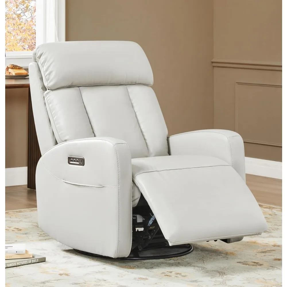 

Genuine Leather Power Recliner Chairs for Adults, Triple Motor Swivel Rocker Recliners for Living Room, Recliner Chairs