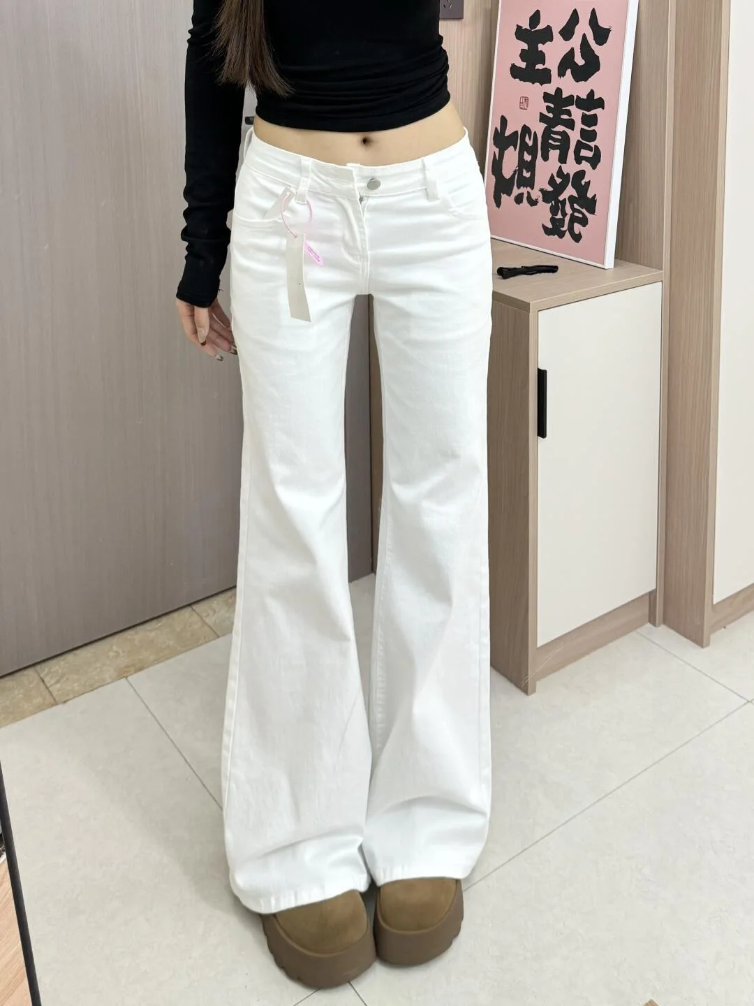 

Y2K Baggy Black Bell-bottoms Denim Trouser Washed Vintage Casual Pants Grunge Low Waist Solid Color Street Retro Jeans