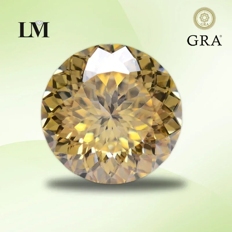 

NEW Moissanite Stone Round Shape 100 Faces Cut Lemon Yellow Colour For Top Charms Beads Jewelry Making Material With Certifi